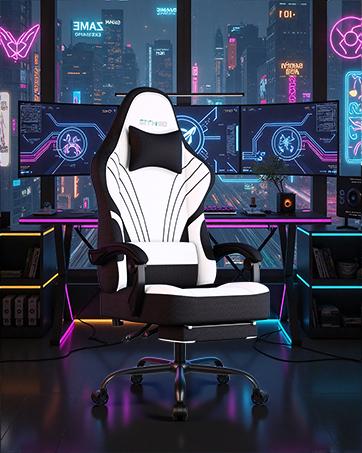Gaming Chair, Big and Tall Gaming Chairs for Adults with Footrest and Lumbar Support, Comfortable Ergonomic Fabric Computer Chair 400 lbs, 360° Swivel, Height Adjustable Video Gamer Chair