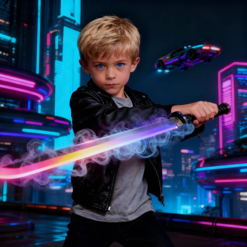 Valentines gifts for bf Cyberpunk Neon Sword- Rechargeable Spark Blade Sound & Fog for Rave, Cosplay & Display,Holiday Gifts Lightsaber Light toy