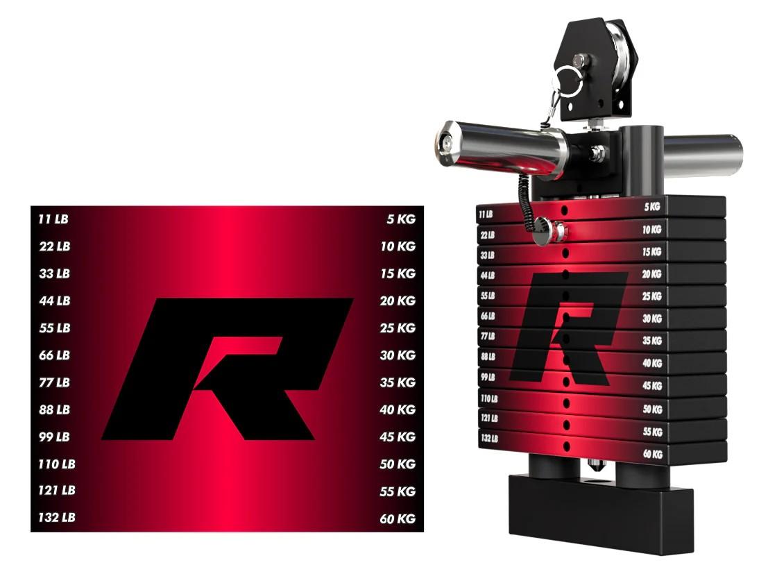 RITFIT RitFit WSM1 Weight Stack Set 264lbs for M1 PRO with Customizable Stickers & 5° Incline for Enhanced Workouts