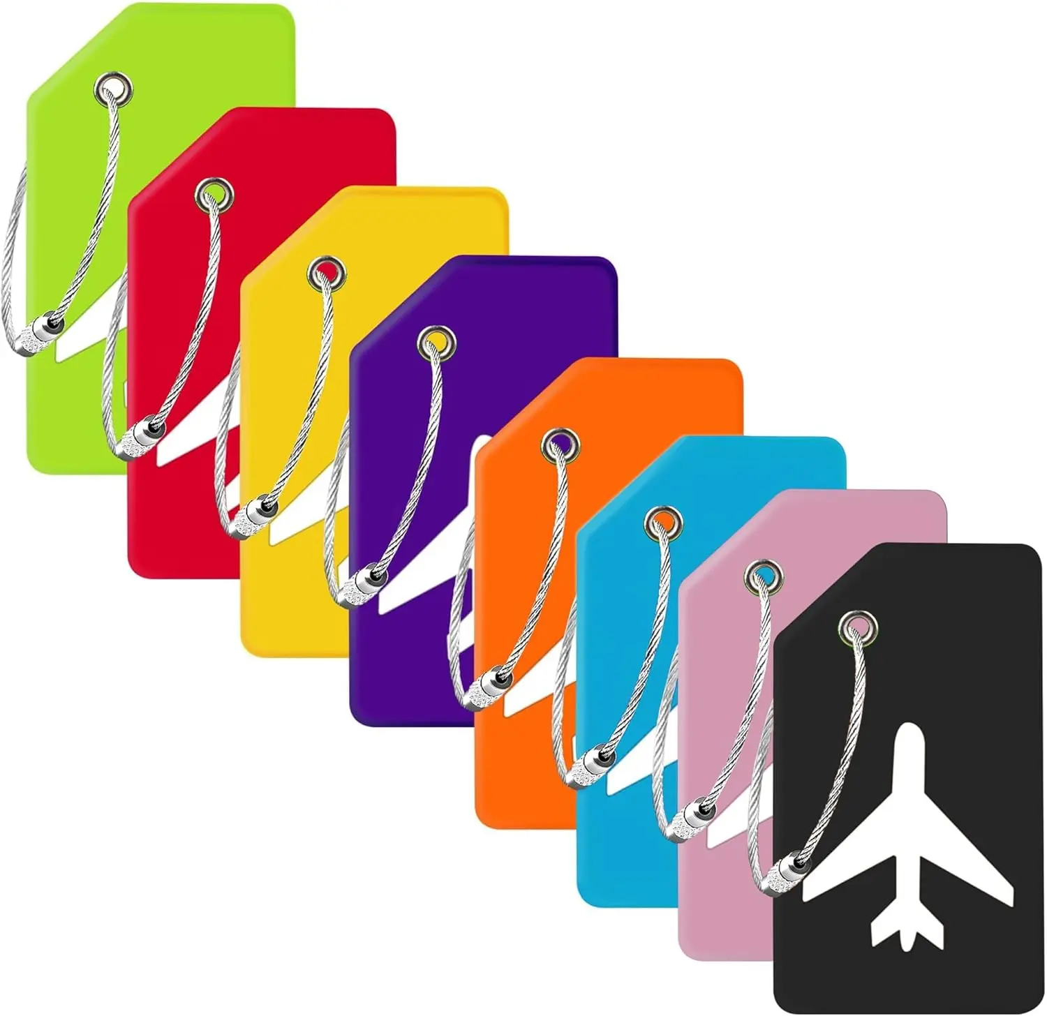 8 Pack Silicone Luggage Tag for Suitcases with Stainless Loop, TSA Approved, Privacy Protection Travel Essentials Bag Tags , Mixed Color