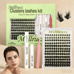 Beginner Friendly  Upgrade！Eyelash Extension Kit  False Lashes (Cluster & Individual) with  Lash Bond & Seal for Instant Glam  WaterProof Lashes for For Girl  Eyelash Extension at Home Makeup  gift