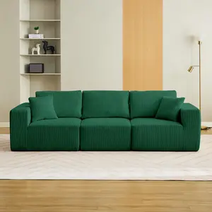 Garvee Modular Sofa, 3-seater, 108 inches, corduroy fabric, no assembly required, space-saving, convertible compression sofa for living room, apartment, bedroom