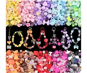 700-750PCS Assorted 10 Mixed Acrylic Beads for Bracelet Making, Cute Beads for Jewelry Making Flower Bow Butterfly GummyBear Bracelet Charms,DIY Necklace Keychain Phone Charm