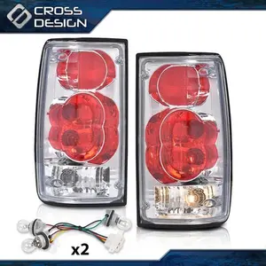 CROSSDESIGN Chrome/Red Clear Brake Tail Lights Fit For 89-95 Toyota Pickup SR5/DLX/RN02/Base