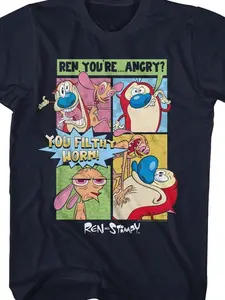 You Filthy Worm Ren And Stimpy Network T-Shirt - Cartoon For the whole family and all ages.