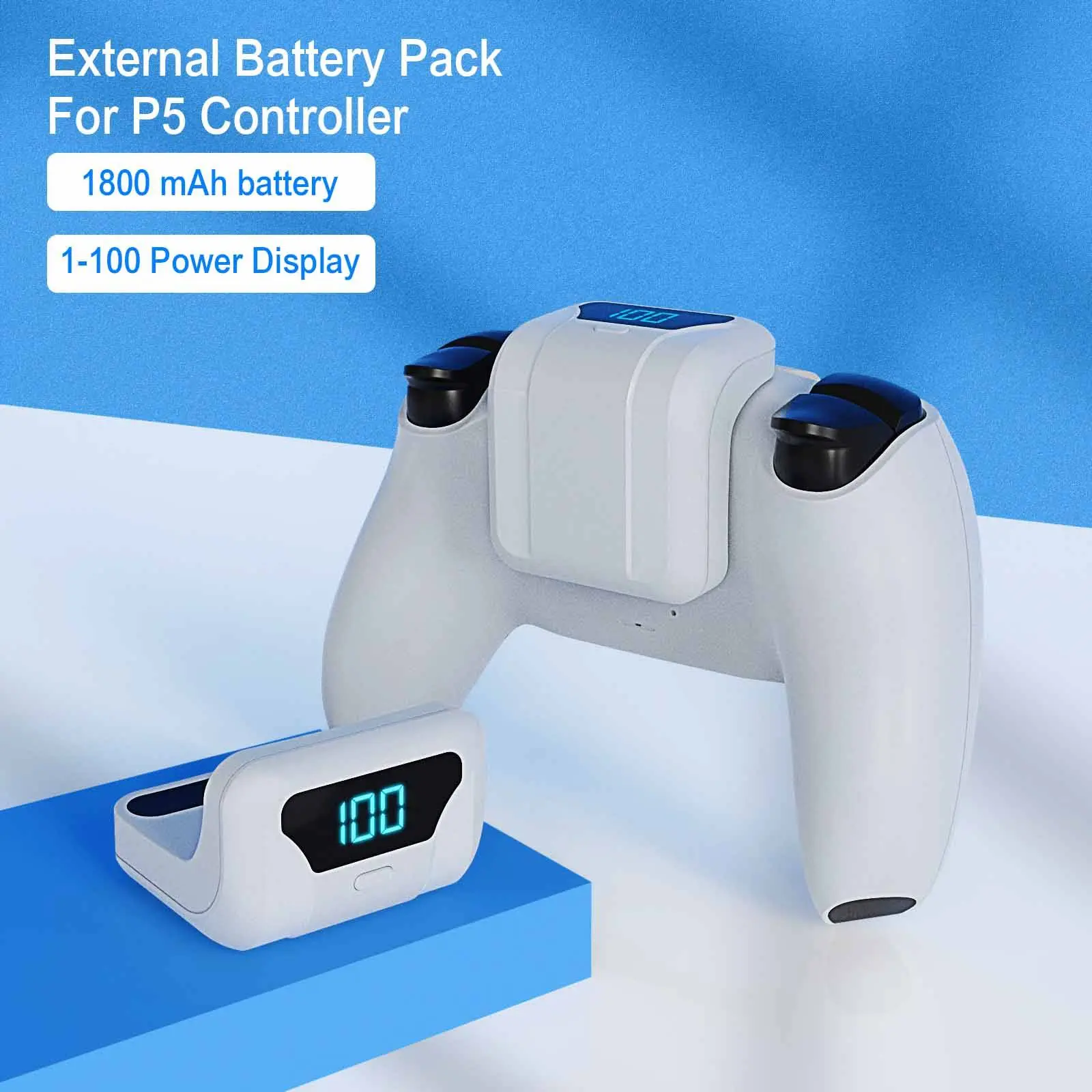 P5 Controller Rechargeable Battery, 1800mah Game Console Charger, Durable Back Clip Design, Essential Charging Accessory, Gaming Console Accessories