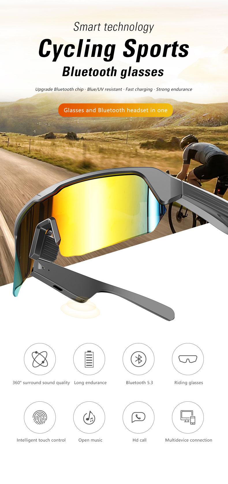 Smart Bluetooth Sunglasses with Built-in Speakers, Wireless Music & Hands-Free Calls, Type-C Charging Audio Glasses for Driving, Cycling, Running & Outdoor Sports