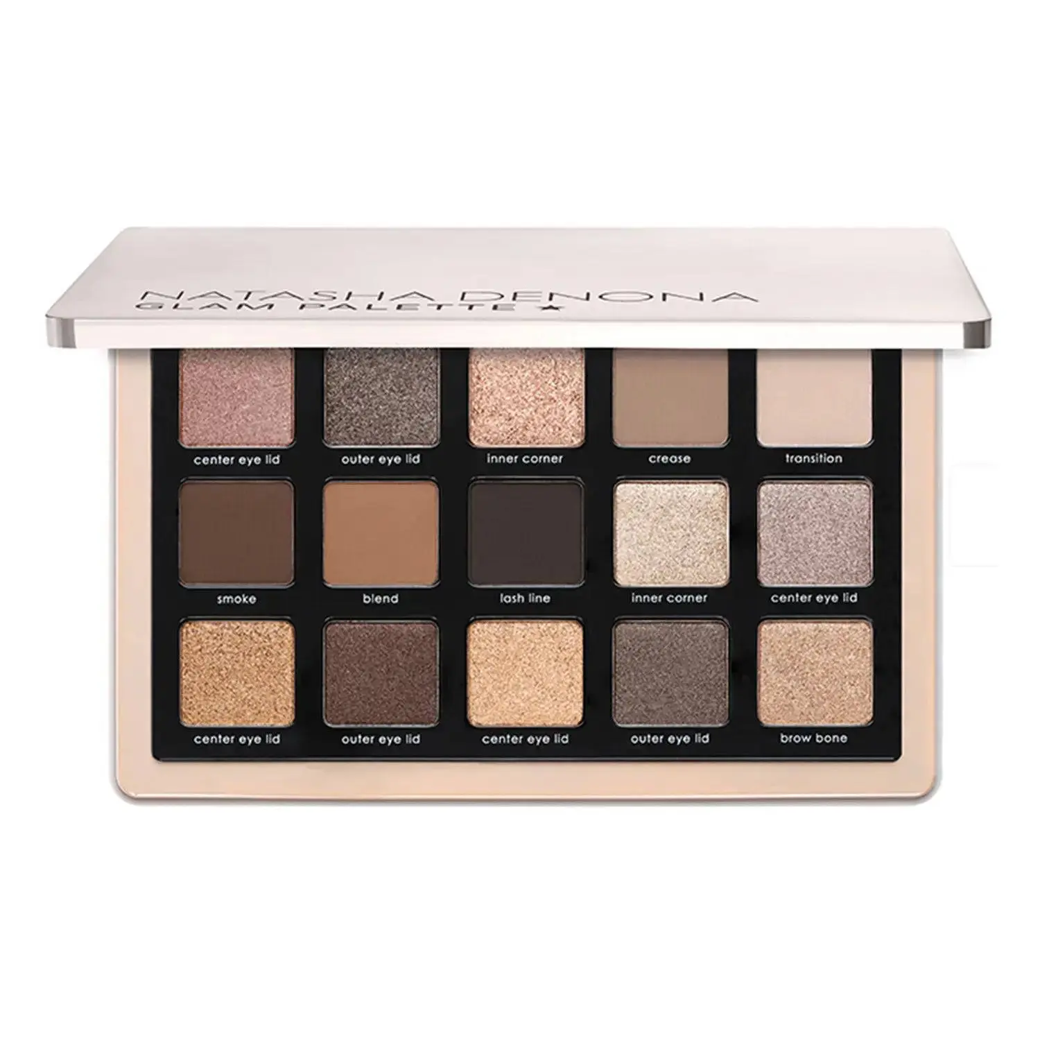 NATASHA DENONA GLAM Eyeshadow Palette - Pecan Brown Shade, Metallic & Matte Finishes, Moisturizing Smooth Texture, Creamy Long-Wearing, Cool Toned, Blendable Eye Makeup Palette, Cool Toned Eyeshadow