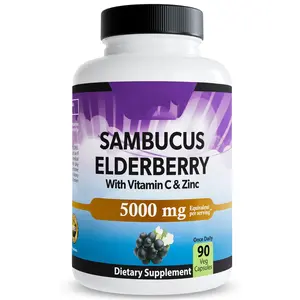 Sambucus Elderberry Capsules with Vitamin C & Zinc | Immune Support Supplement | Vegan, Non-GMO & Gluten-Free | 90 Capsules