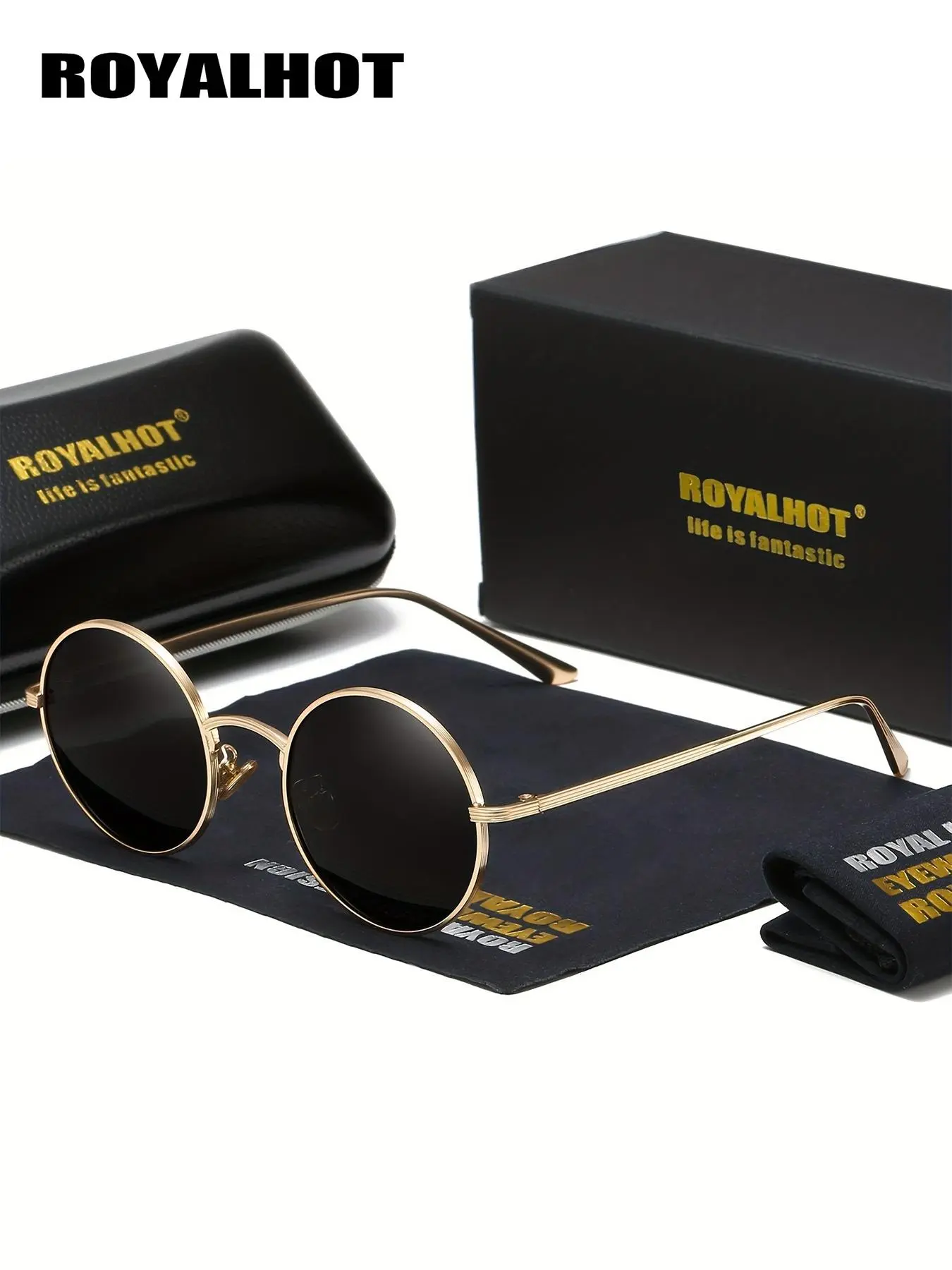 Simple Sunglasses for Everyday Use, Summer Round Frame Fashion Sunglasses, Fashionable Sunglasses, New Fashion Travel Accessories, Lightweight and Durable for Outdoor Sun Protection Glasses for Daily Use with Box, Party Prop