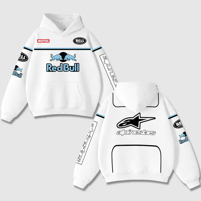 Retro Sky Blue Redbull x Alpinestars Racing Washed Hoodie Motor