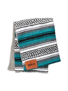 Teal Hand-Made Serape and Sherpa Baby Blanket
