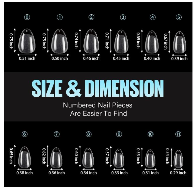 TOMICCA Short Almond Nail Tips, 240Pcs Half Matte Soft Acrylic Nail Tips, 12 Sizes Pre-Shaped Acrylic Nails Full Cover False Nails Almond Press on Nails Short Fake Nails for Extension Nail