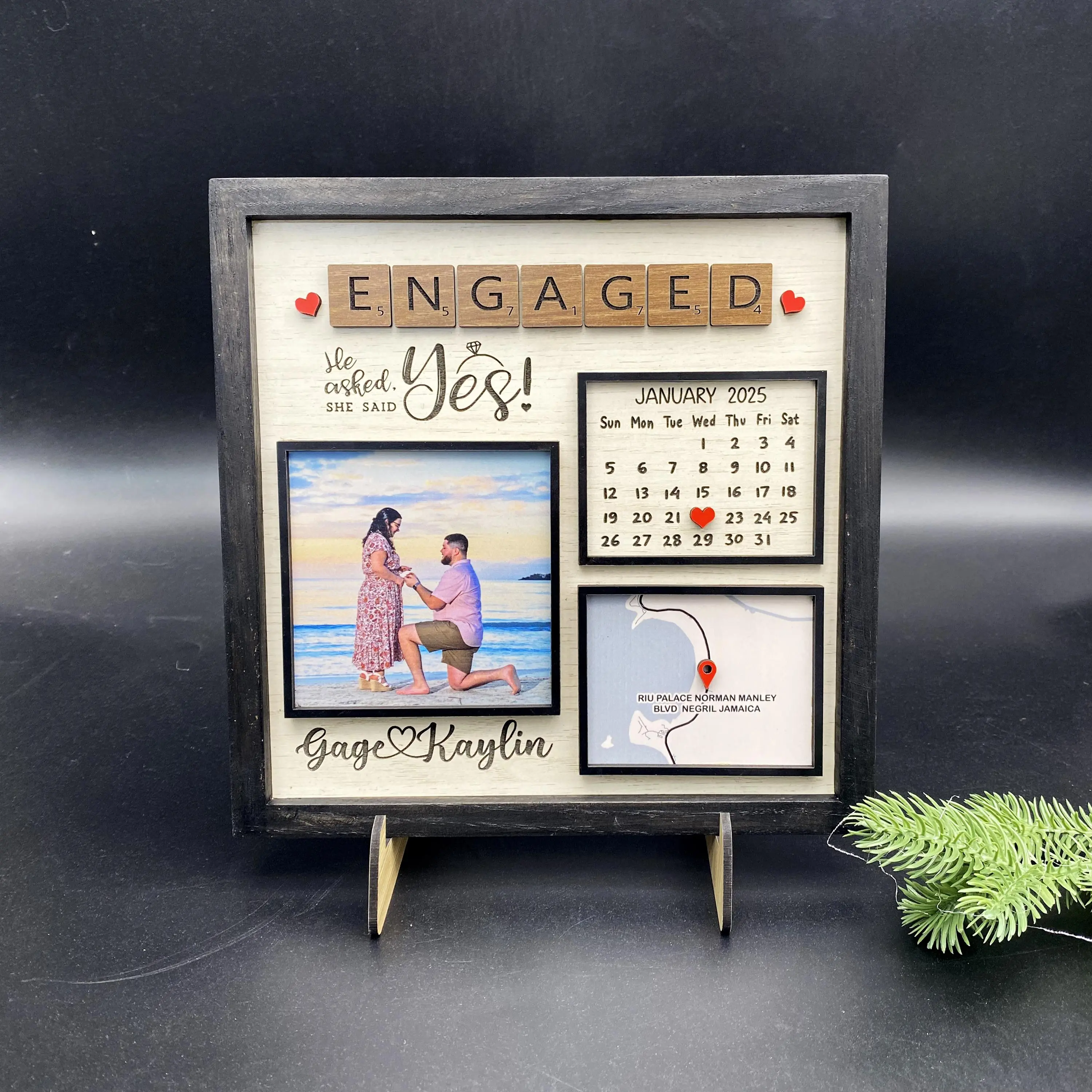 Engaged Personalized Picture Frame, Where She Said Yes, Custom Map Location, Engagement Picture Gift, Engagement Gift Ideas
