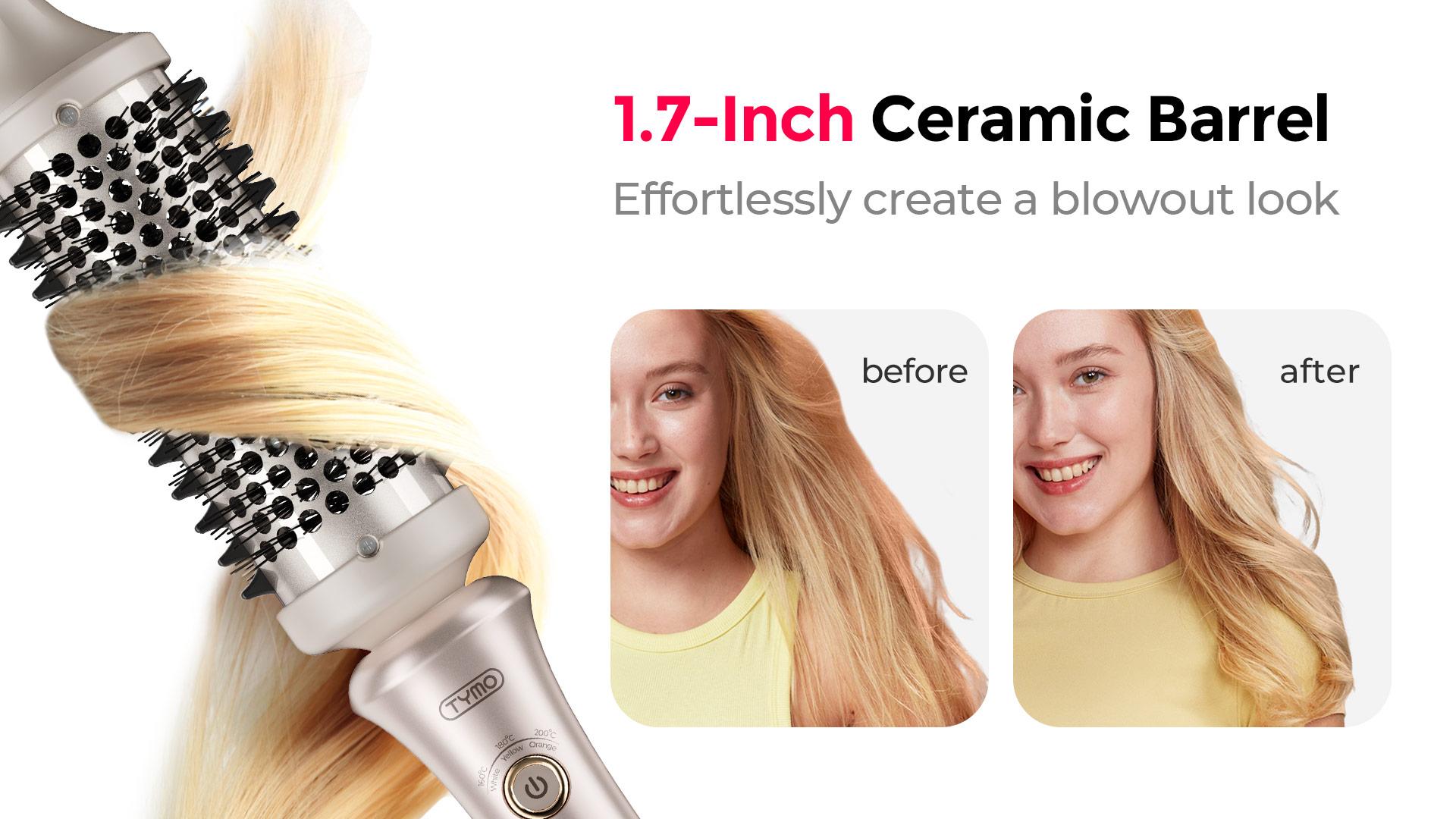 【Live Only】TYMO STYLUX THERMAL BRUSH - Curling Brush for Blowouts Adjustable Salon Hair Brush
