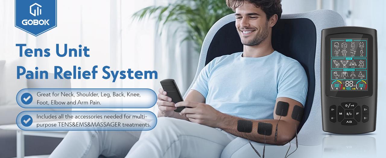 TENS & EMS Muscle Stimulator with 28 Modes, Dual Channel Muscle Stimulator Machine with 8PCS Electrode Pads, for Muscle Relief, Shoulder, Neck, Back, New Upgraded Color Screen