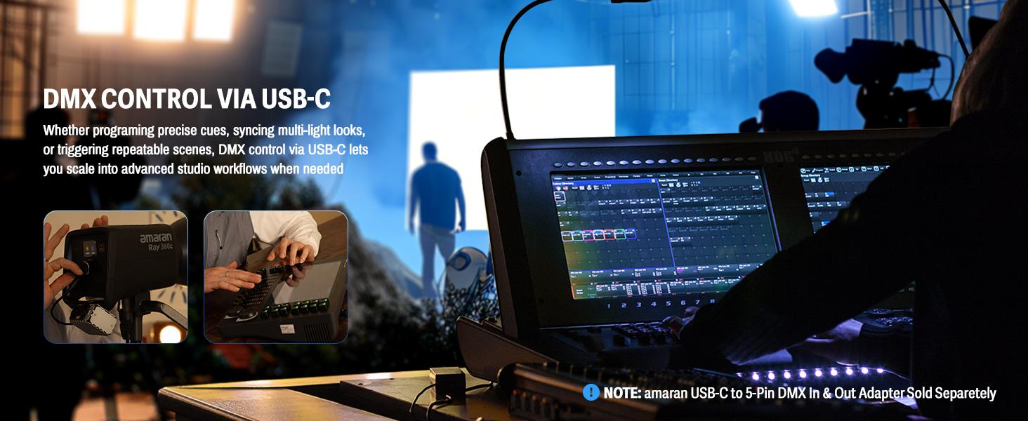 amaran Ray 660c RGB LED Video Light - 660W full-color APP/DMX Control, 1,800-20,000K 38,500Lux/1m COB Continuous Output Lighting, Bowens Mount Portable Light for Content Creators，Photography, Studio,Video Recording