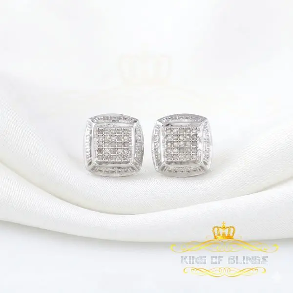 King Of Bling's 925 Sterling Silver Hip Hop Men's & Women's 0.15ct Real Diamonds White Earrings