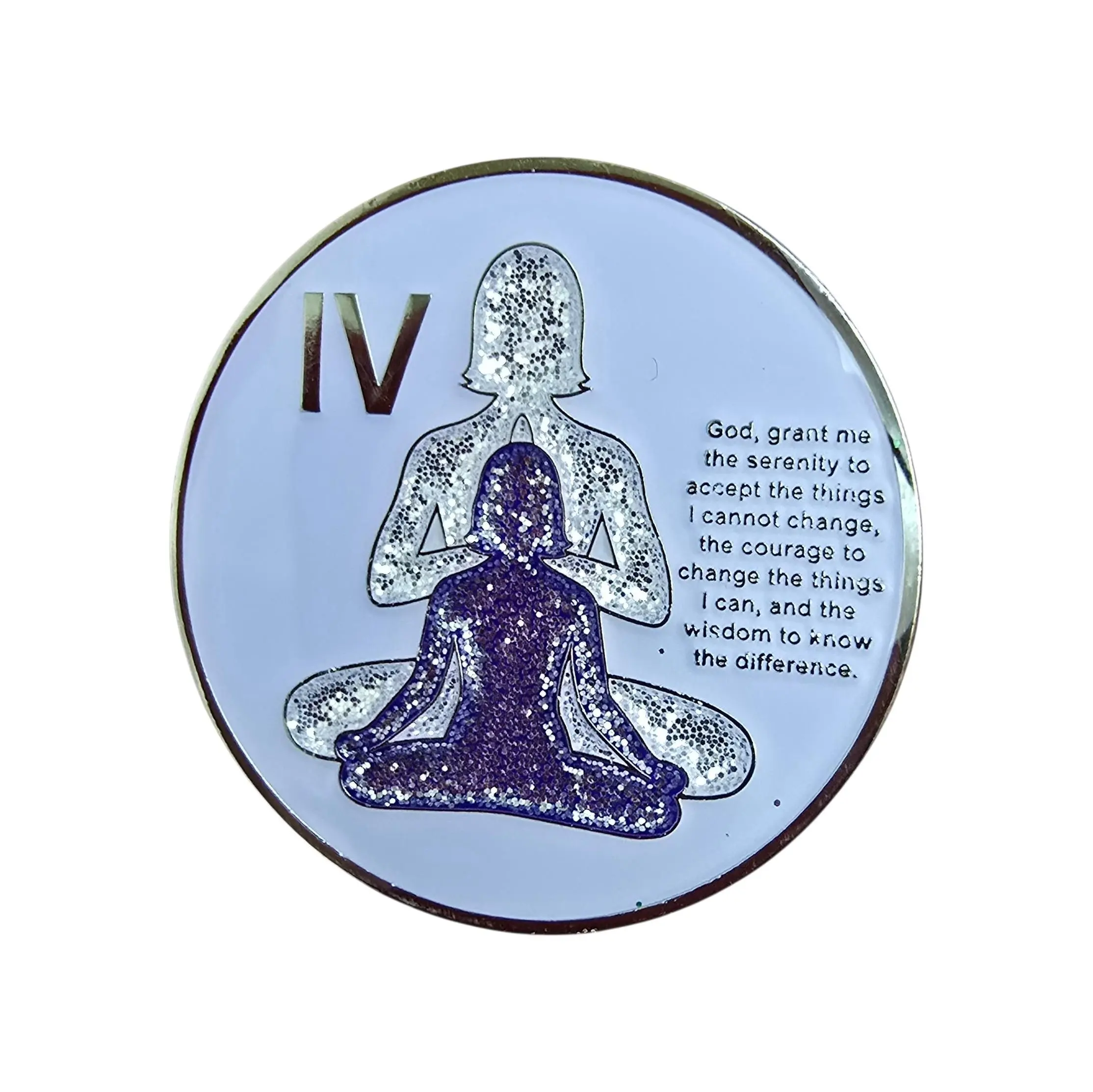 4 Year Sobriety Chip: Serenity and Strength. Four Year AA Coin