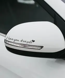 4PCS Car Stickers,Car Decals,Car Accessories Vinyl Rearview Mirror Decal Decor,Auto Stickers and Decals,Self Affirmations Decal,Cute Auto Decals for Women (Black, I Love You Drive Safe)
