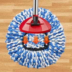 Spin Mop Replace Heads for O Cedar Rinse Clean 2 Tank System, Spin Mop Replacement Head 4 Microfiber Mop Refills, 1 Triangle Head Cover and 30-58in Handle 1 1Scrub Brush