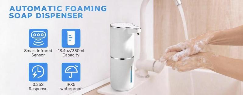 FEELSO Soap Dispenser Automatic Touchless Foaming USB Rechargeable Electric Wall Mounted 4 Levels Adjustable Foam Pump for Bathroom Kitchen Dish Soap Leak Proof