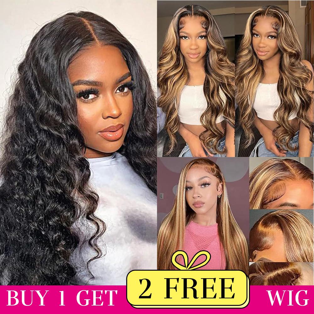 [Combo sale 30"&30"&30"]" 13x4 Deep Wave buy 1 get 3 wig Lace Front Wigs Human Hair 180% Density Human Hair Wigs for Black Women