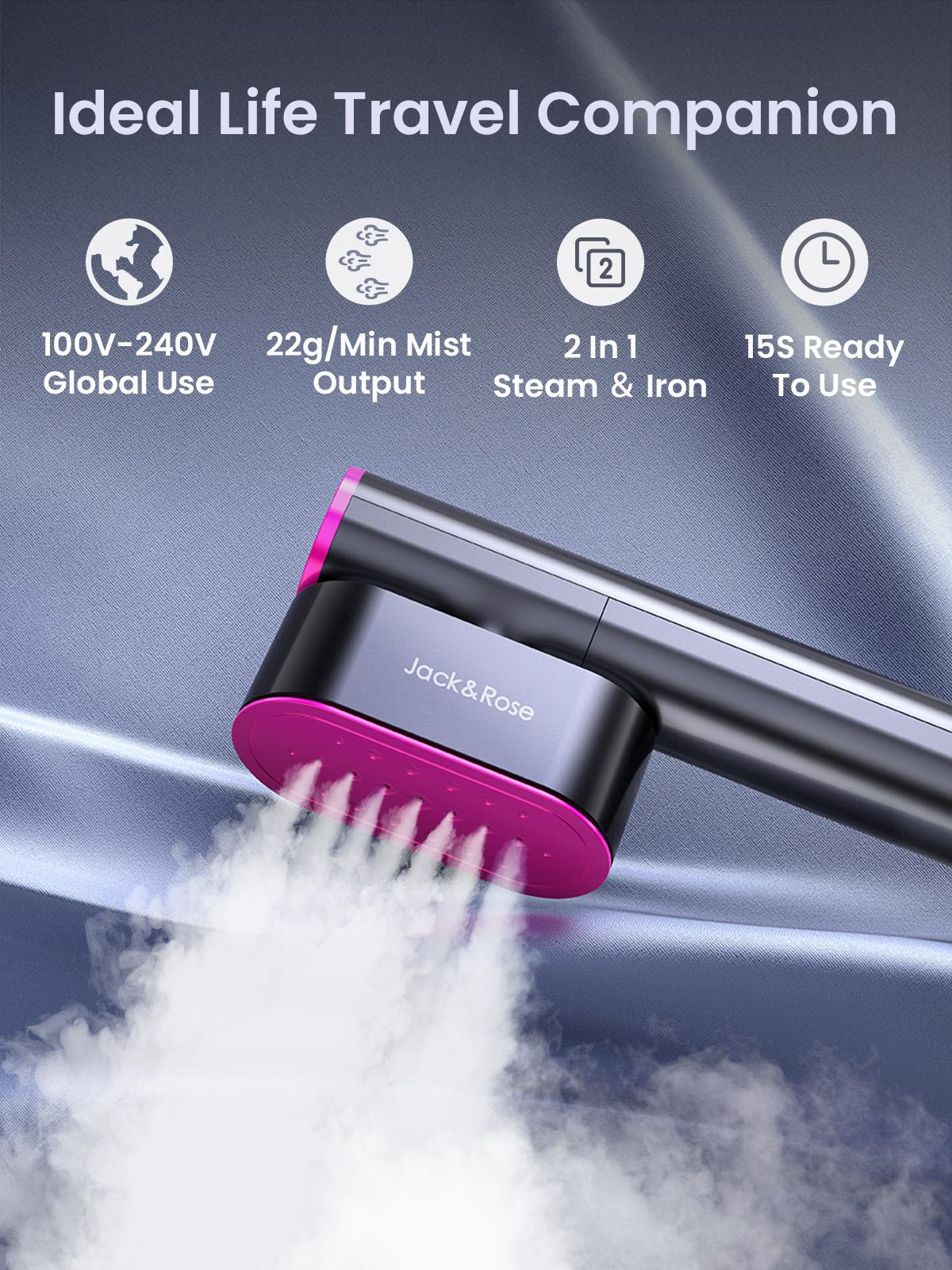 Jack ＆ Rose Steamer for Clothes, 100-240V Wide Voltage, 15s Fast Heat Up ,Steamer Iron 2 In 1, Large Ceramic Heat Panel, Portable for Global Travel,Household Appliances clothes iron