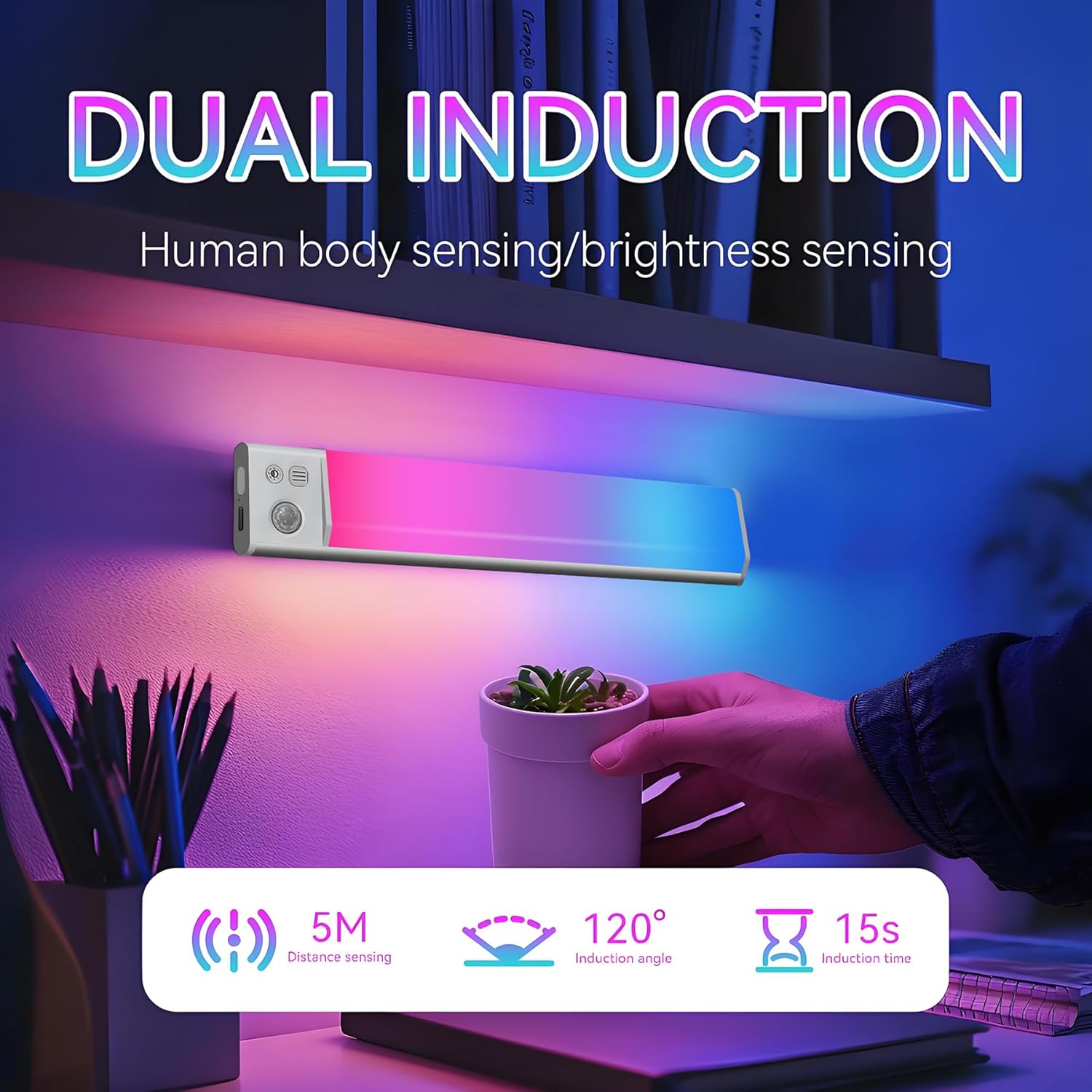 Stunning Motion Glow Cabinet Light Upgrade — Under Cabinet Lights with smart motion sensor, 1500mAh USB rechargeable battery, magnetic installation, dimmable warm/white modes for kitchen, pantry, closet, hallway decor & Christmas gifting