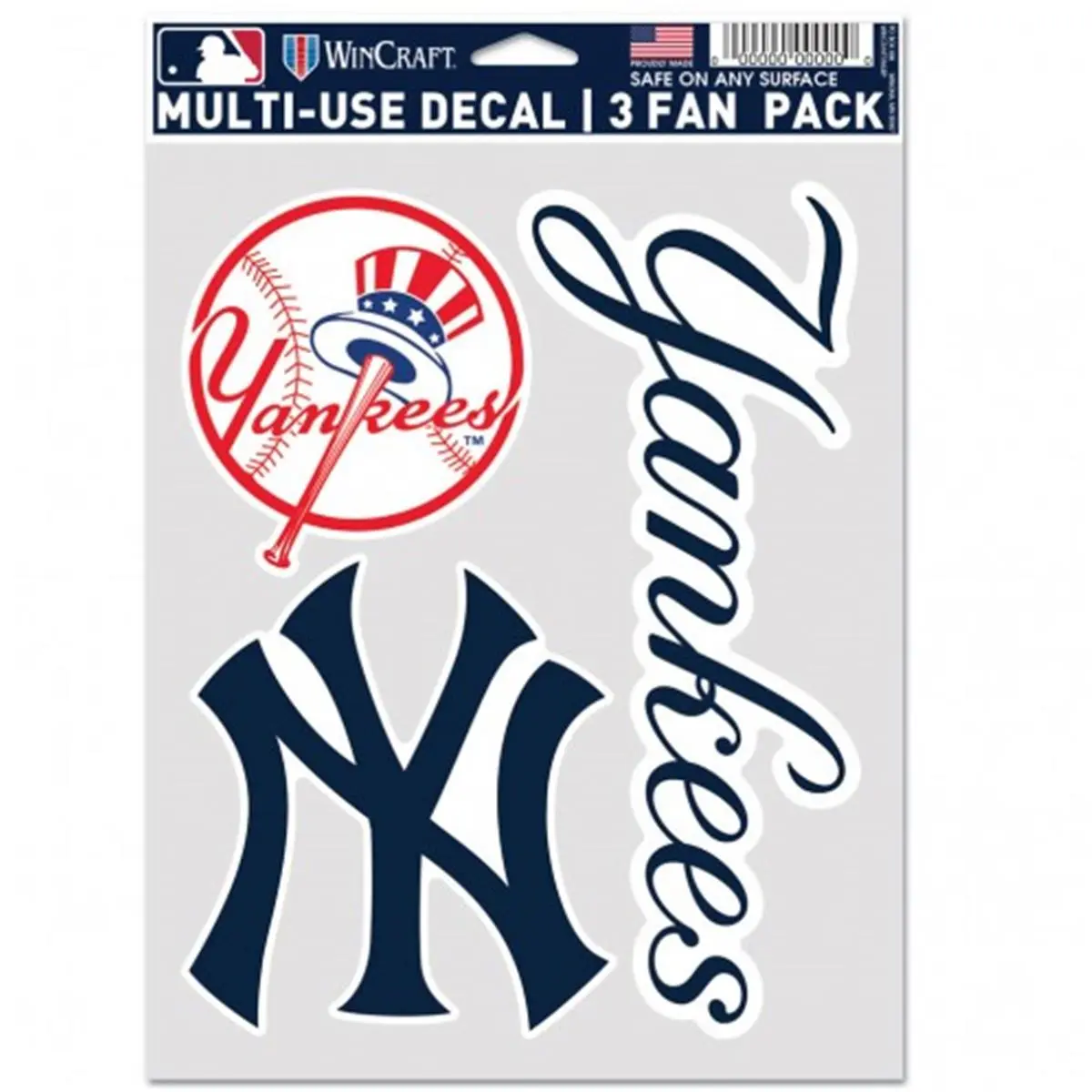 Wincraft 9416606940 MLB New York Yankees Multi-Use Sports Stickers - Unisex Fan Accessory for Sports Events, Pack of 3, 0.625 lbs, No Extra Add-Ons