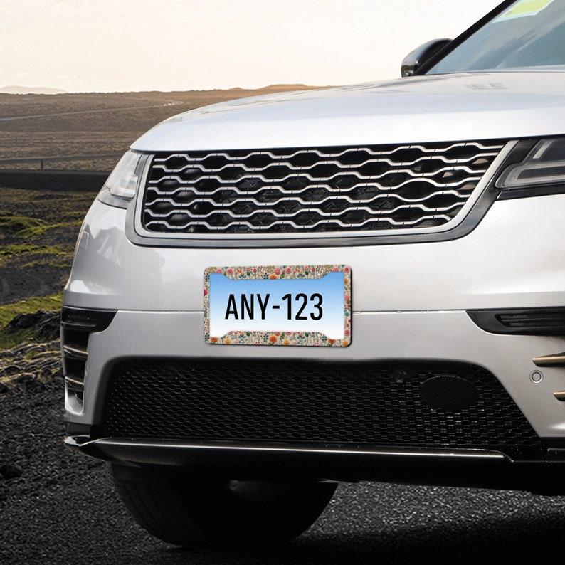 Tiny Wildflower License Plate Frame Boho, Floral Car Decor Accessories for Women