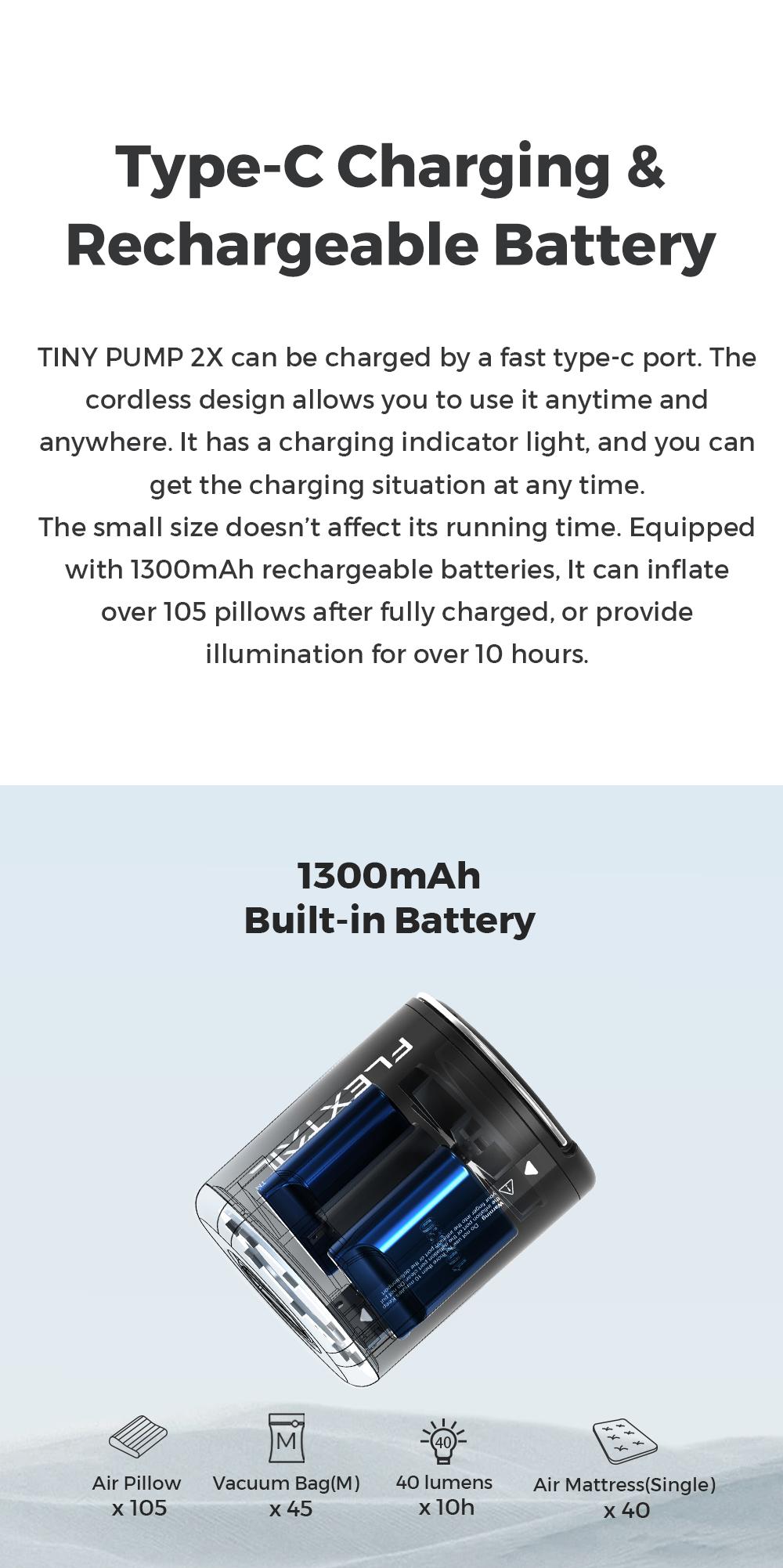 FLEXTAIL 3.3oz 4kPa TINY PUMP 2X Portable Air Mattress Pump with Magnetic Design, for Sleeping Pads Pool Floats Swimming Rings Airbed Double Travel Accessories Camping Supplies Camping Set