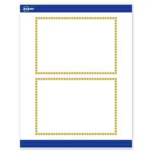 Avery Printable Rectangle Invitation Cards, 5" x 7", Matte White, Pre-printed Gold Beads Design, Sure Feed Technology, Laser & Inkjet Compatible, 40 Total