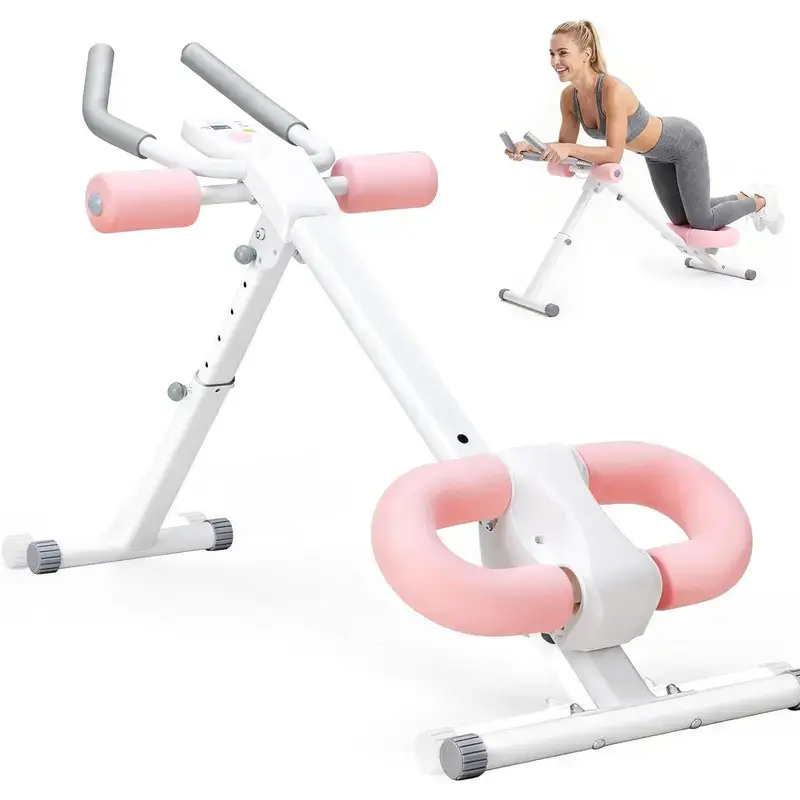 Adjustable Ab Trainer Machine with LCD Monitor 10-Level Resistance Foldable Home Gym Equipment Compact Design for Indoor Exercise and Daily Training