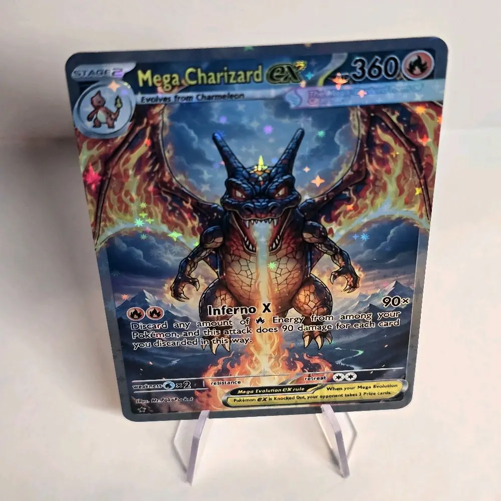 Custom Pokmon Card Art - Mega Charizard EX - Handmade Collectible Proxy -  Unique Mega Design - Star Holographic Finish - TikTok Shop