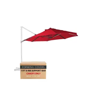 11ft Cantilever Supported Bar Umbrella 8 Rib Replacement Canopy Red rust resistant cantilever Solar  Cantilever Patio Umbrella