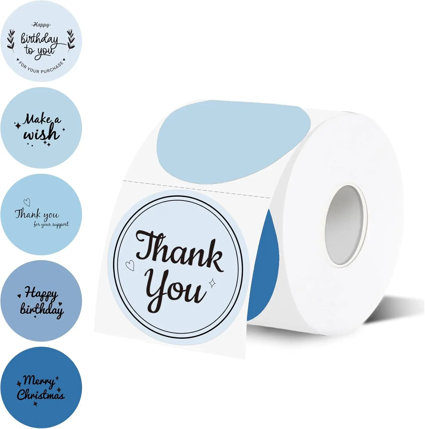 Yegawen 2 inch Round Thermal Label,blue CircleThermal Sticker Labels for Business and Home,DirectThermal Printer Label for DIY Logo Design,ThanksCard,300 Labels/1 Roll