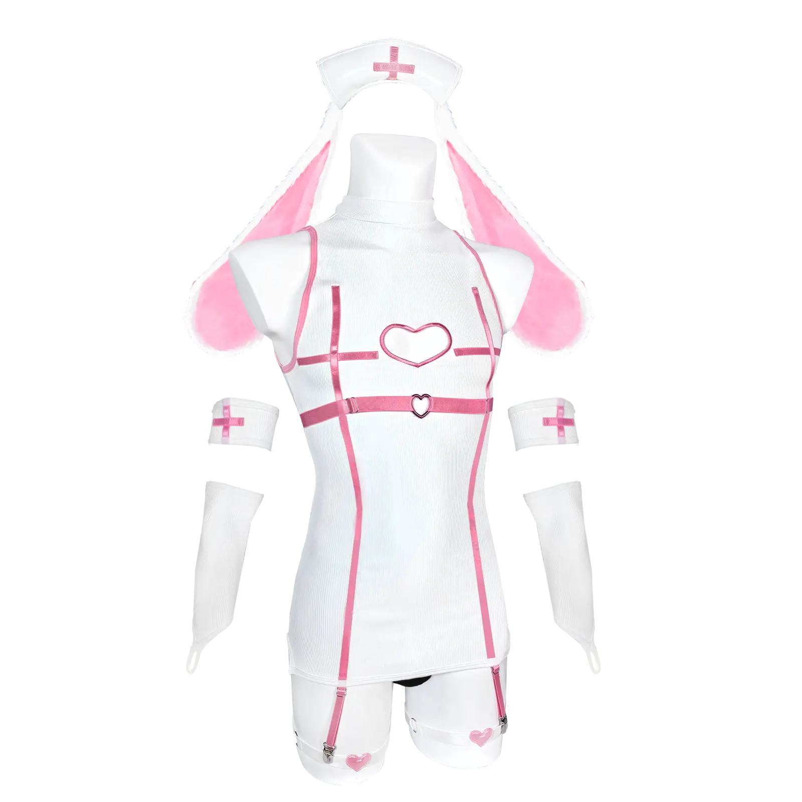 Men’s Bunny Nurse Cosplay Costume Set Anime Kawaii Role Play Outfit Halloween Party Costume White Menswear