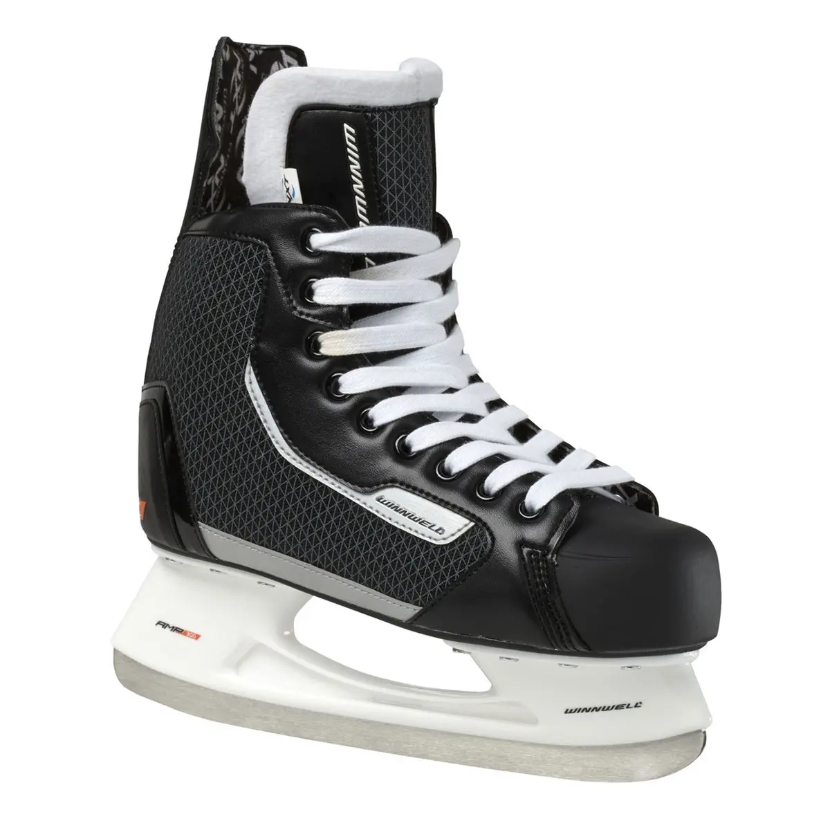 Winnwell AMP300 Youth Ice Skates - Synthetic Nylon Boot with Stainless Steel Runner, Molded Top Cap, Felt Tongue, Cleansport Nxt Odor Control for Casual Skating & Pond Ice Hockey Learning