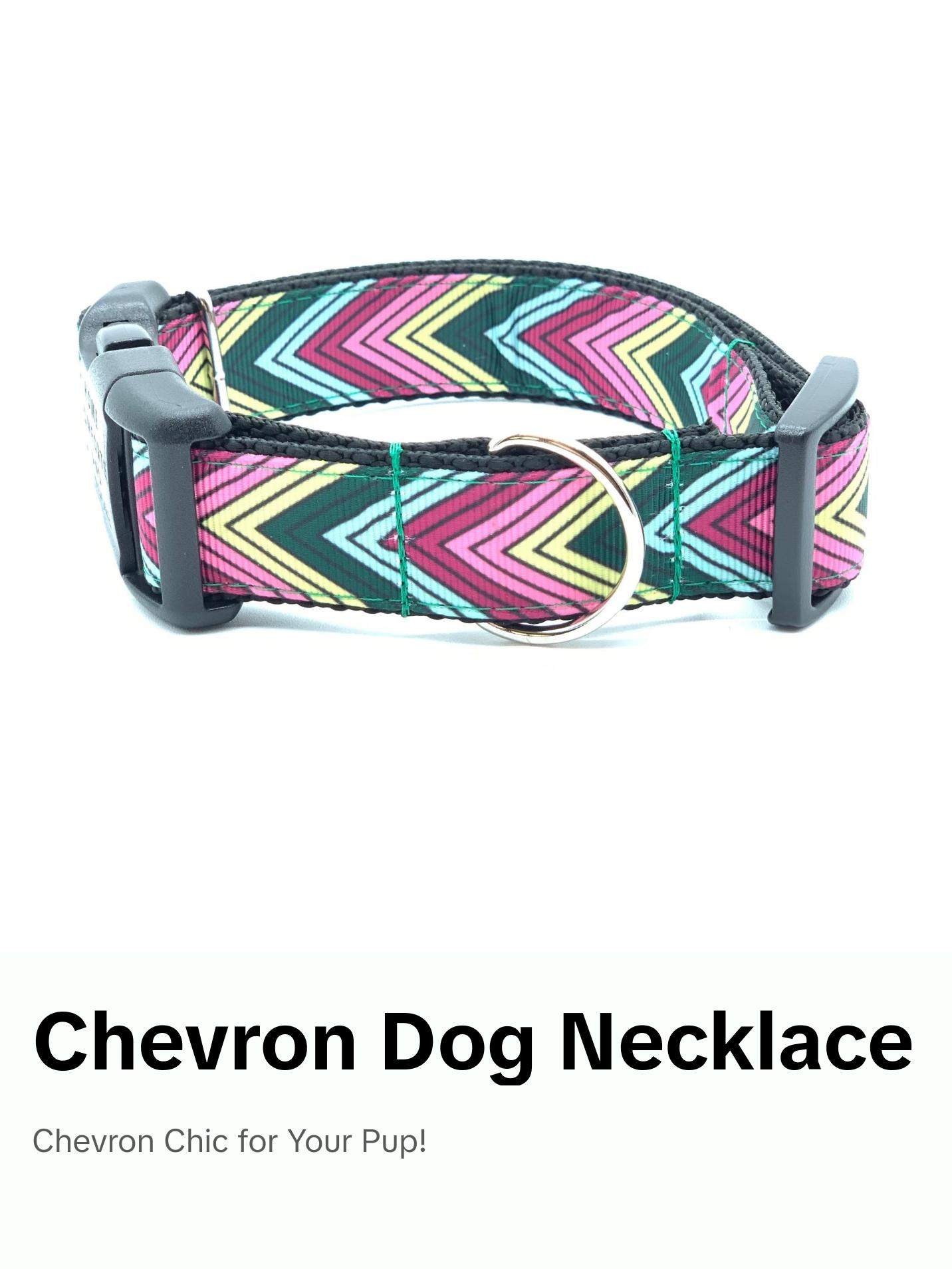 Multicolored Pink and Teal Chevron Dog Collar