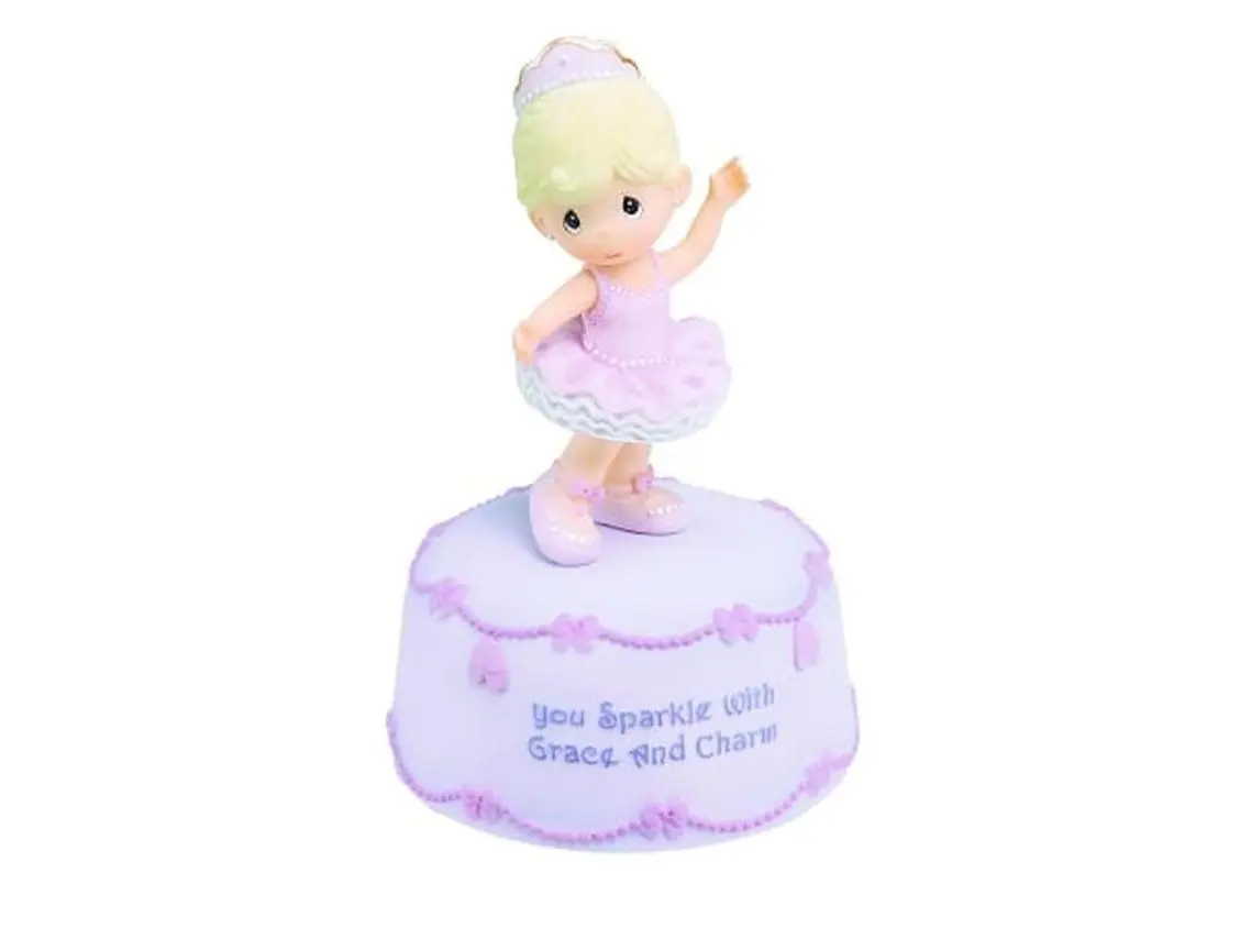 Precious Moments 741009 Resin Ballerina Ornaments Decorative Box Music Box - "You Sparkle With Grace And Charm", 3.38 x 5.5 x 3.38 inches, Home Decor Collectible, Happy Birthday Gift for All Ages, Swan Lake Play Reminder
