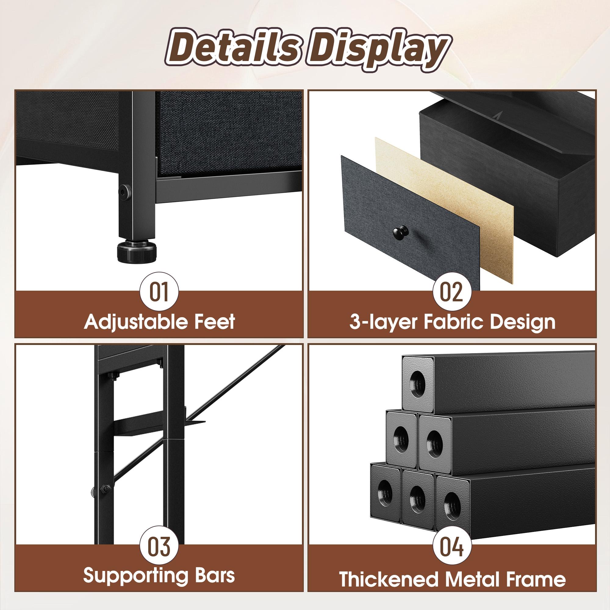 【TiktokSpringGlowUp】RaybeeFurniture 52.3"H Tall Fabric Dresser with 12 Drawers, Large Double X Support Design, Rust-Proof Metal Frame, Waterproof Wood Top, Easy Assembly, Multi-Functional Storage Organizer for Bedroom, Living Room, Entryway