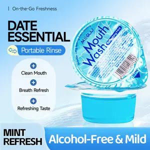 MIIGUU 50pcs Refreshing Mint Jelly Cup Mouthwash - Cute Portable Travel-Sized Oral Rinse Gentle Floral Jasmine Peppermint Sensitive Cleansing