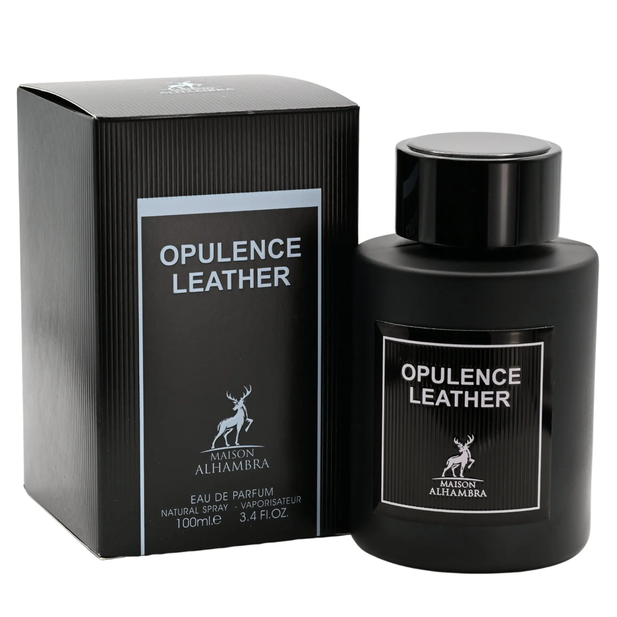 MAISON ALHAMBRA Opulence Leather Men's EDP Perfume Spray - 3.4 fl oz Long-Lasting Spicy Woody Aromatic Fragrance, Cardamom, Jasmine Sambac, Patchouli, Amber, Bold Vibe, Boxed Luxurious Scent, Confident Men's Fragrances for Dates, Events, New in Box