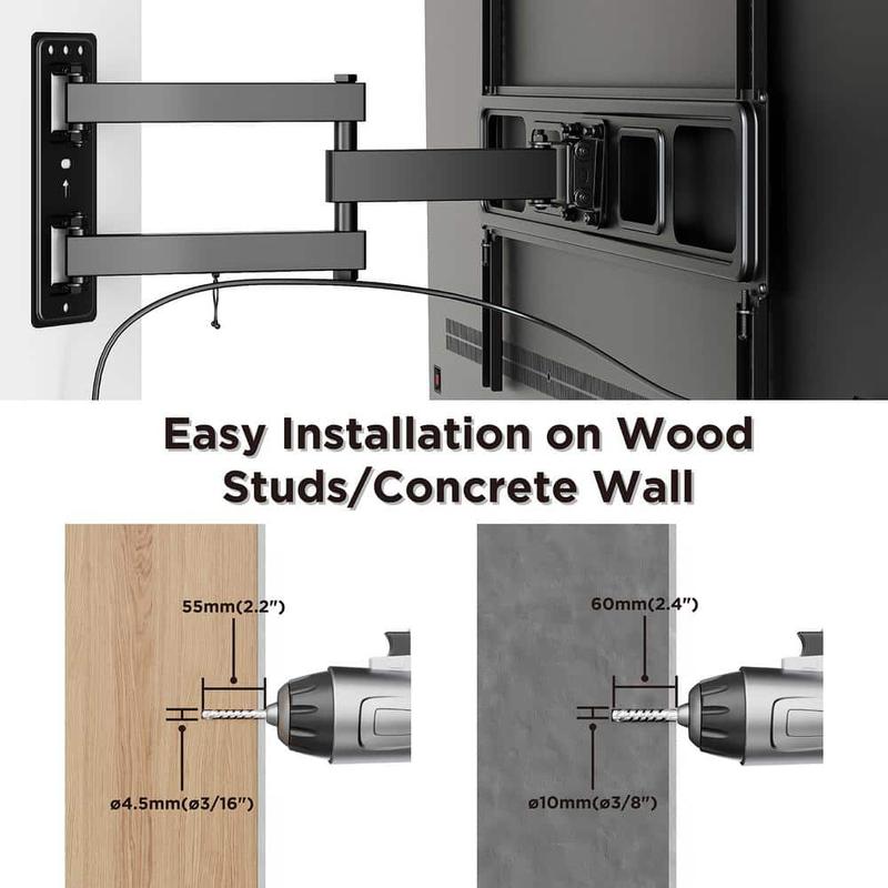 Full Motion Dual Arm TV Wall Mount for 37 in. - 70 in. Flat Panel TV's with 25 Degree Tilt, 77 lb. Load Capacity