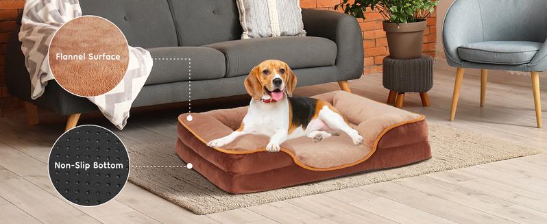 Orthopedic Dog Bed, Memory Foam Pet Bed for Medium Dogs with Washable Removable Cover Non-Slip Base Waterproof Liner Egg Crate Foam