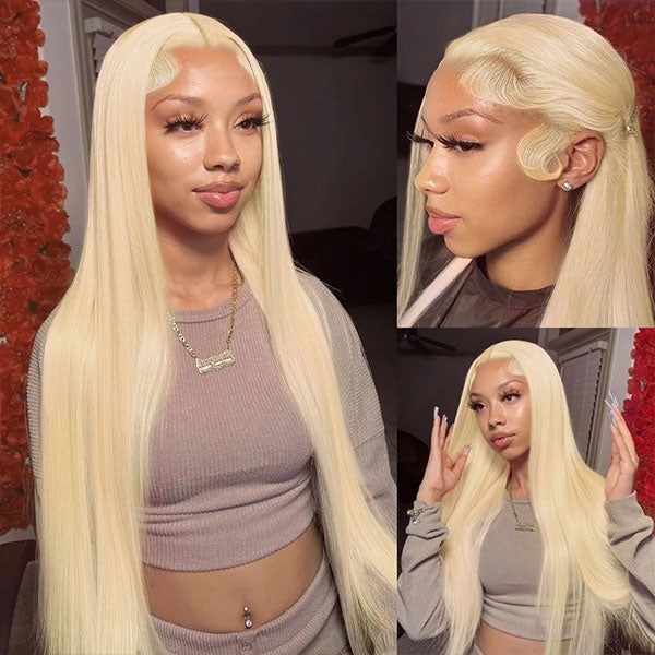 Hot Star 613 Blonde 13x6 HD Transparent Lace Frontal Human Hair Wigs Brazilian Hiar Straight and Body Wave Lace Front Human Hair Wigs 180% Density