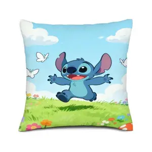 Disney Stitch Double-Sided Linen Pillowcase Cover Adorable Character Design for Kids Room Decor Soft Comfortable Linen Material Perfect Gift