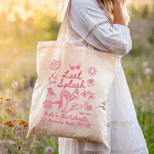 Last Splash Bachelorette Tote Bag, Personalized Beach Bach Canvas Tote, Bride Squad Girls Trip Tote, Custom Name Bachelorette Gift Bag, Summer Party Aesthetic Tote
