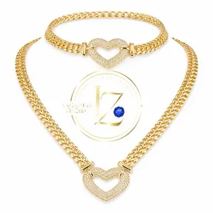 Set of necklace and bracelet hearts shaped 20 inches long